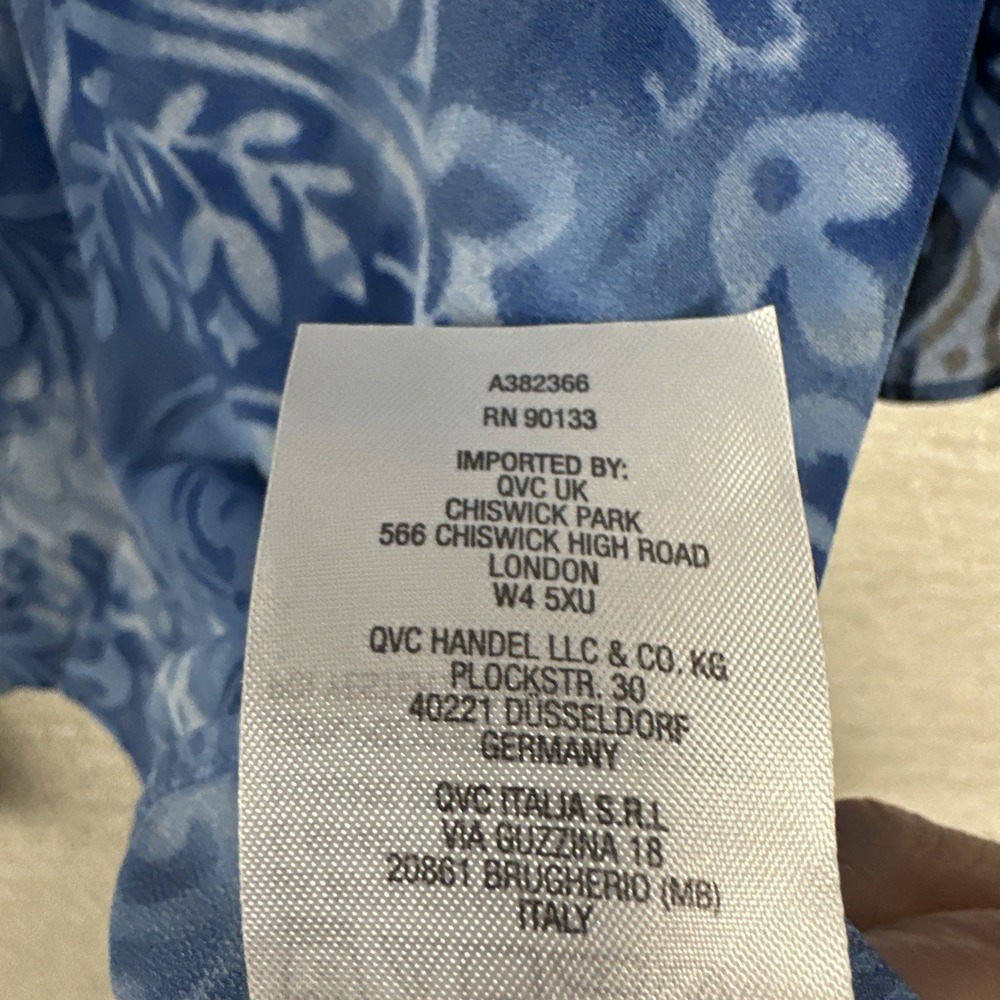 Bella Kim Gravel XL Blue Floral Paisley Woven Sleeves Top Lightweight Boho Shirt - Picture 5 of 10